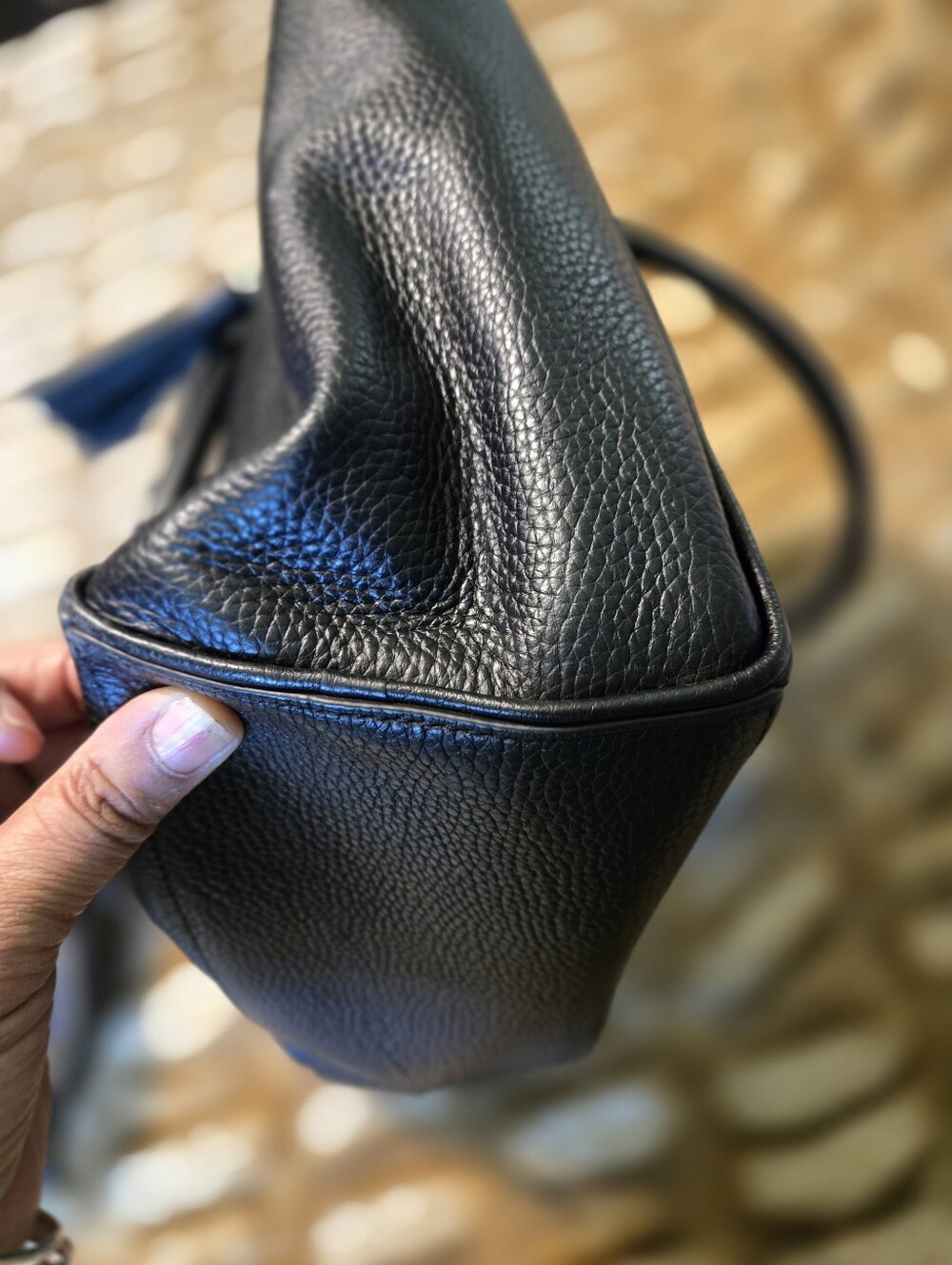 kate spade Black Pebbled Leather Tote with Tassel Zip - Picture 3 of 4
